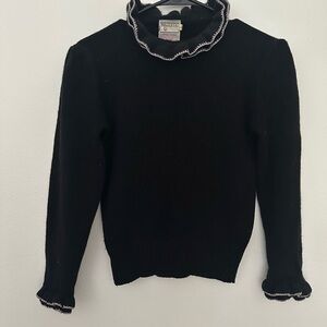 Women’s Majestic Black lambs wool blend angora Sweater Ruffle Detail vintage
